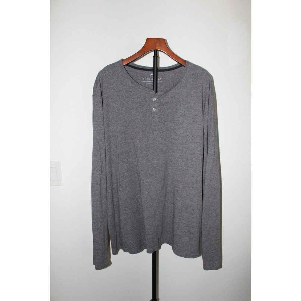 Free Fly Men's XXL‎ Bamboo Henley Long Sleeve Shirt Heather Grey FF-661621